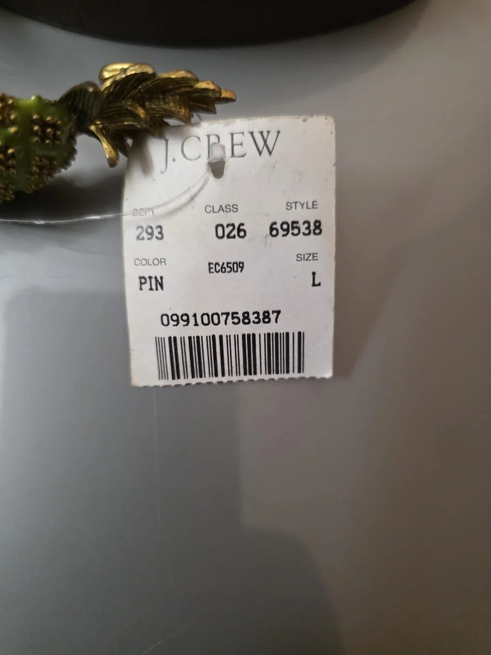 Women’s JCrew Pin Leather Belt - Brown with Green Pineapple Accent. Sz L. NWT - Picture 4 of 4